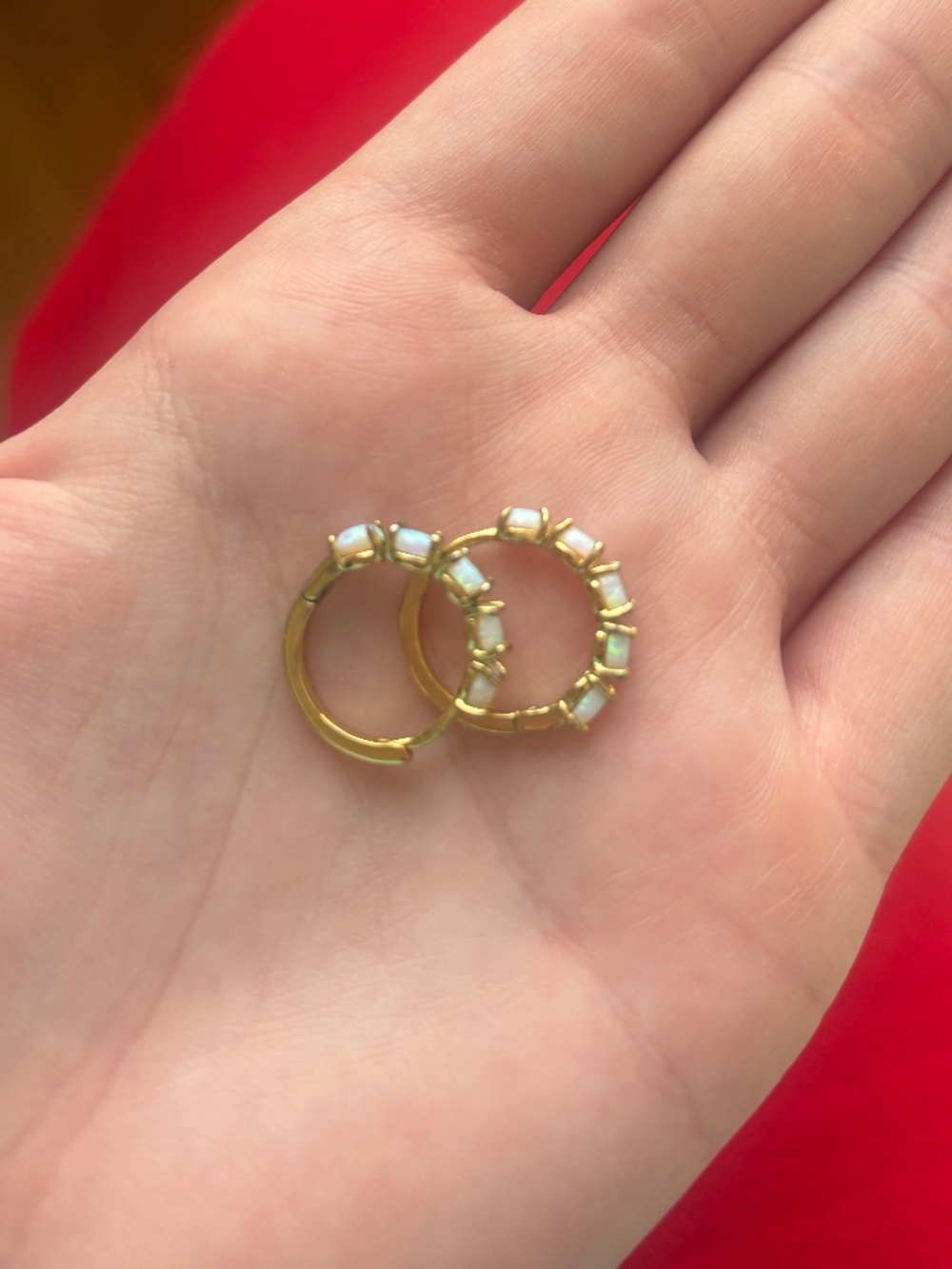 anthropologie iridescent white gold hoop earrings